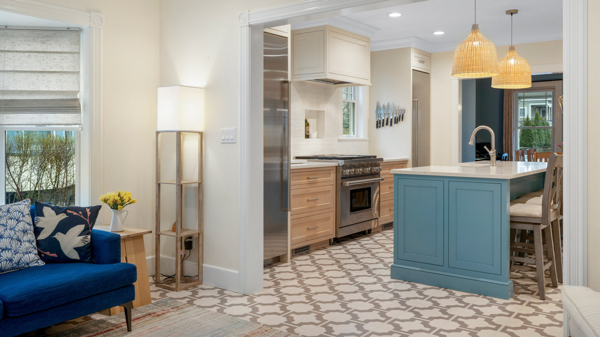 Mt Pleasant Ave Interior Renovation Kitchen Living Room